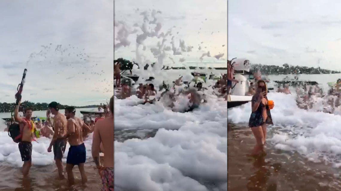 Escándalo en Corrientes: fiesta de la espuma con 300 personas en el río y sin ningún protocolo