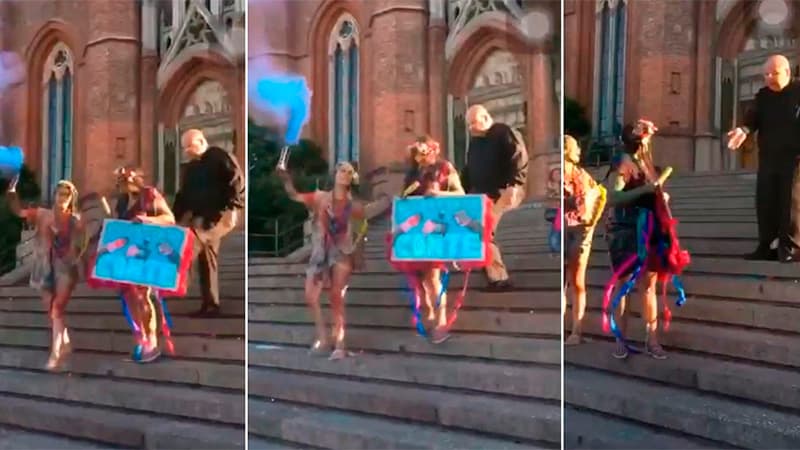 En plena Catedral de La Plata, un cura le pegó una patada a una chica que festejaba su graduación
