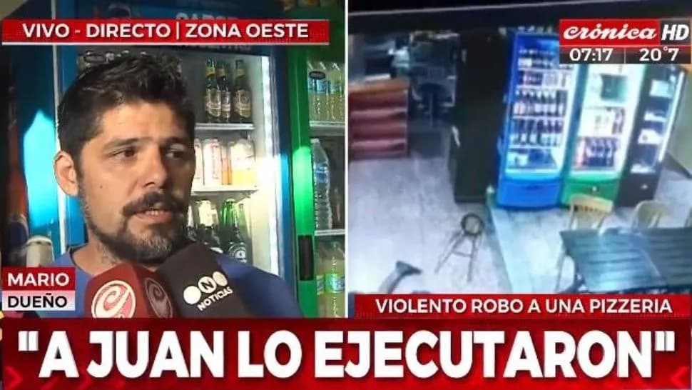 Ladrones balearon a quemarropa a repartidor en pizzería: video fuerte