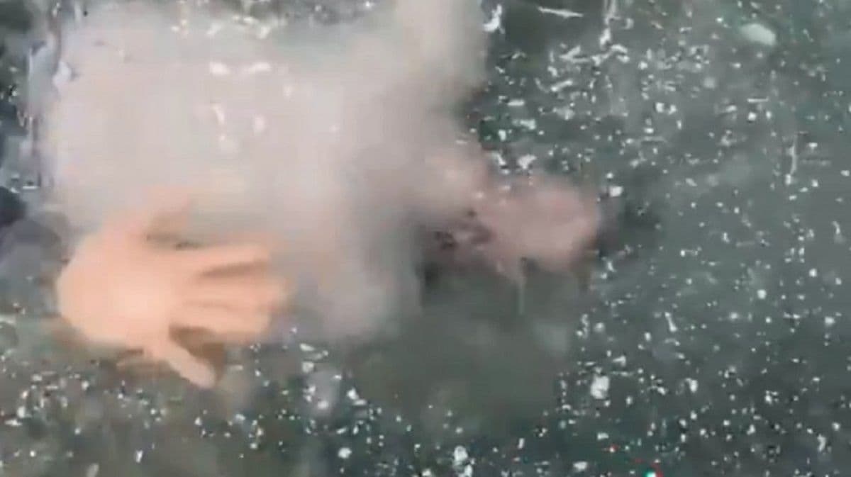 Viral en las redes: Un hombre casi muere ahogado en un lago congelado por no hallar la salida