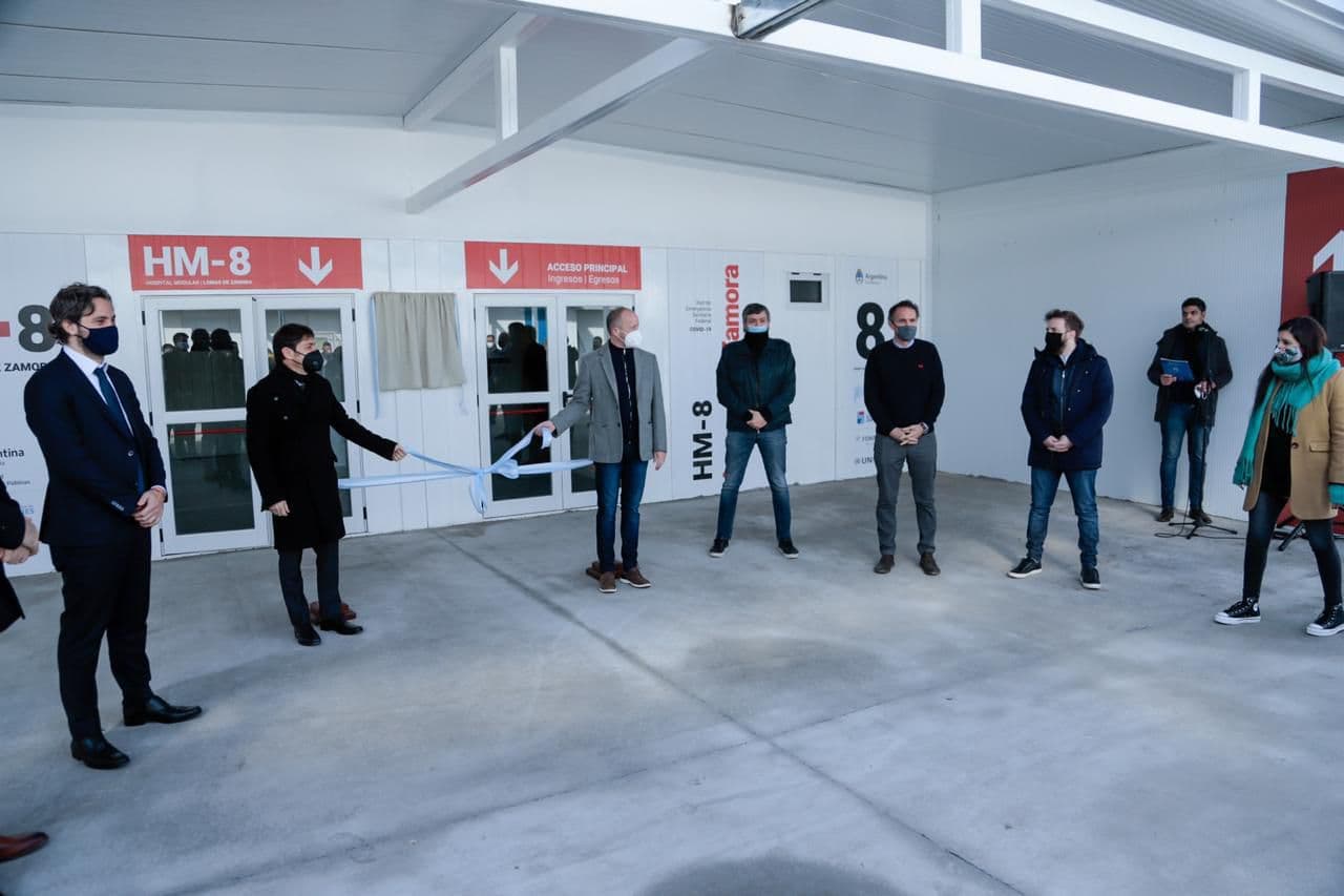 Martín Insaurralde recibió a Axel Kicillof para la inauguración del Hospital Modular de Fiorito