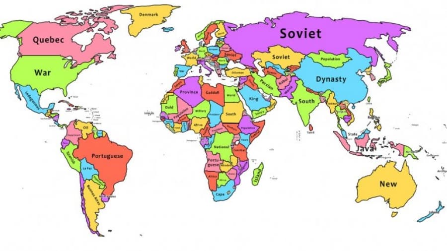 El mapa del día: las palabras que más aparecen en Wikipedia