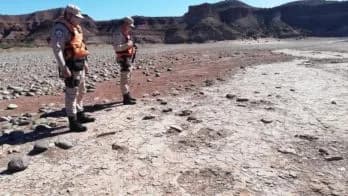 Encuentran huellas de un dinosaurio bípedo en un embalse de Neuquén