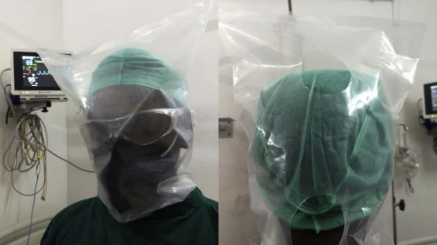 Coronavirus: proponen usar bolsas de plástico perforadas como protección facial