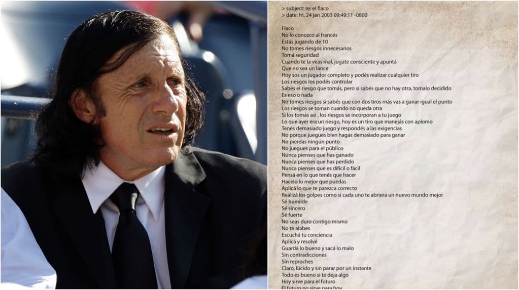 El mail lleno de consejos que Guillermo Vilas le envió a un jugador profesional y que lo muestra como un docente del tenis