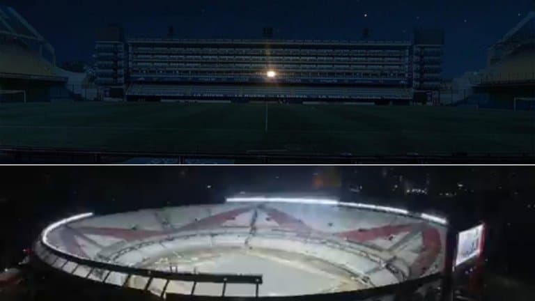 La Bombonera, el Monumental y todos los estadios de la Argentina encendieron sus luces a las 10 de la noche en homenaje a Diego Maradona