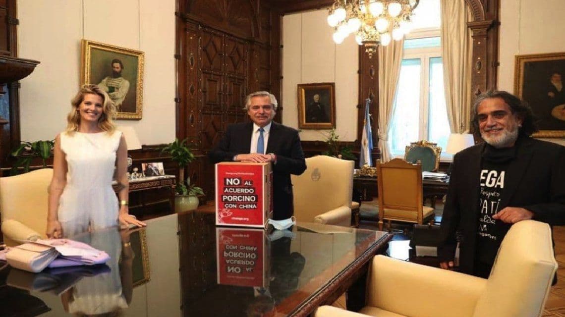 Alberto Fernández recibió a Liz Solari por el acuerdo porcino con China