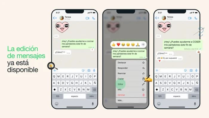 WhatsApp permitirá que los usuarios editen mensajes