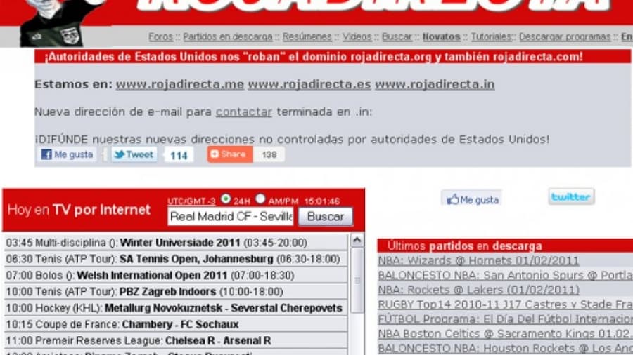 Ordenan a Rojadirecta.me dejar de dar a acceso al streaming de los partidos