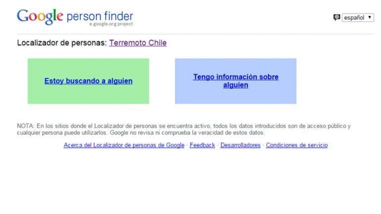 Google habilitó una herramienta para localizar a las personas tras el terremoto en Chile