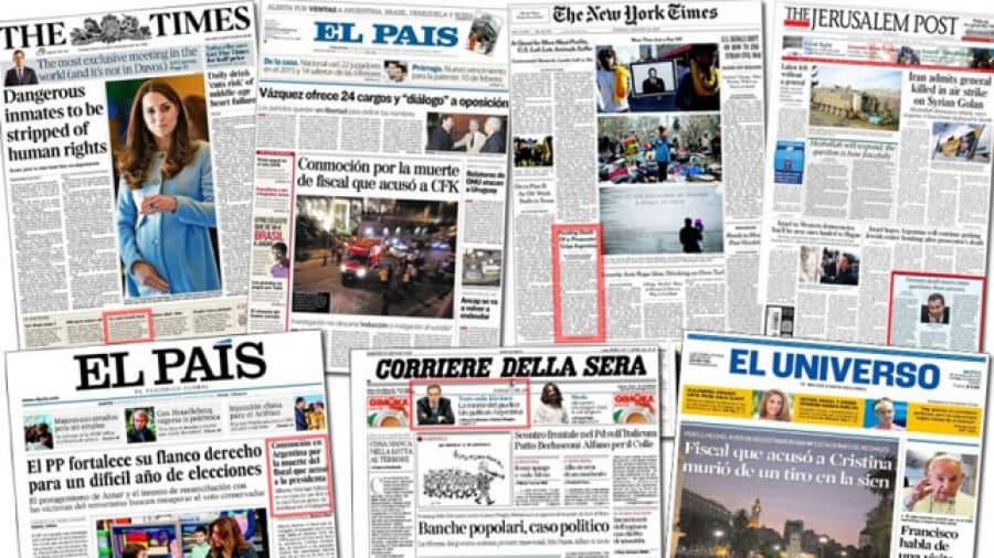 La muerte de Nisman fue noticia de tapa en los principales diarios del mundo