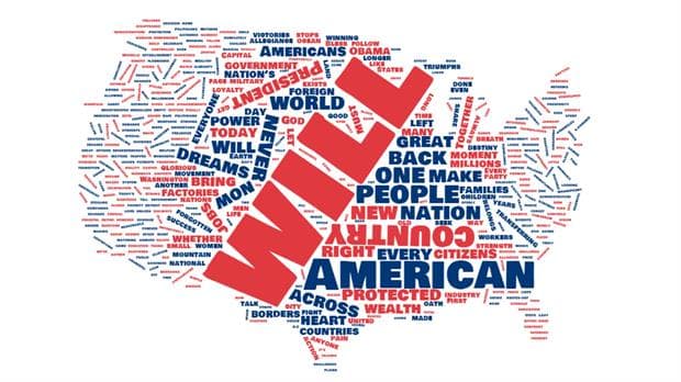 ¿Cuál fue la palabra más utilizada por Donald Trump en su primer discurso como presidente?