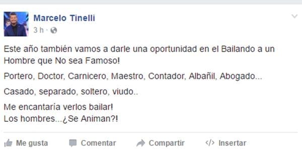 Marcelo Tinelli redobló la apuesta, busca «hombres no famosos» para el «Bailando» y ya hay un postulante