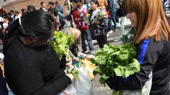 Productores hortícolas regalaron 20 mil kilos de verduras en Plaza de Mayo en protesta