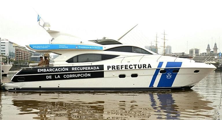 El yate confiscado a Jaime fue entregado a Prefectura