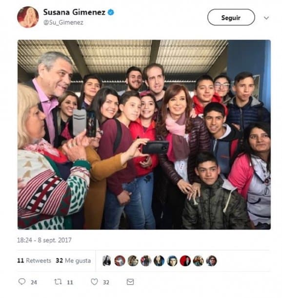 Hackearon el Twitter de Susana Giménez y le publicaron una foto de Cristina Kirchner