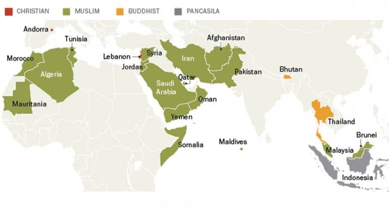 El mapa del día: países que exigen una religión a su mandatario