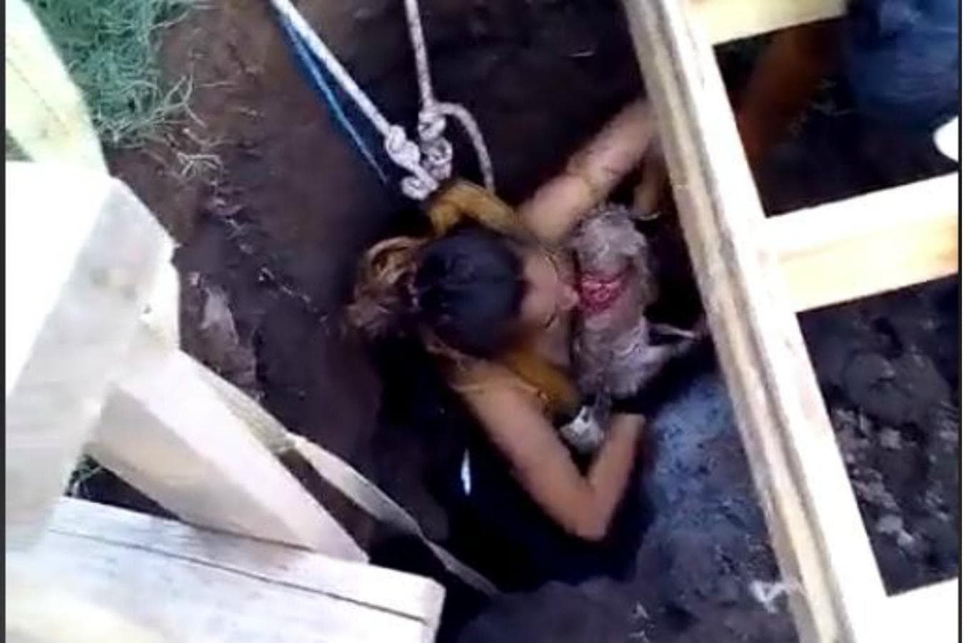 Una mujer se metió a un pozo de 12 metros para rescatar a dos perros