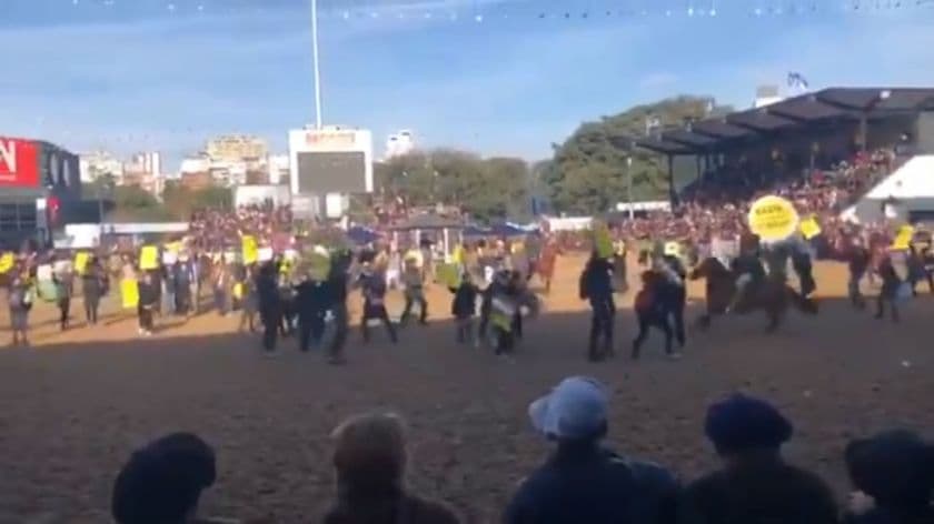 Veganos contra gauchos: defensores de animales protestaron en la Rural contra el maltrato