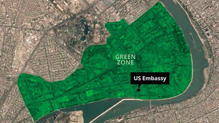 Dos cohetes impactaron en la Zona Verde de Bagdad donde se encuentra la embajada de Estados Unidos