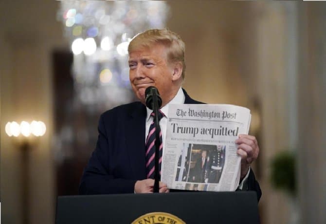 Trump celebra el fin de su impeachment: «Los demócratas hicieron todo lo posible para destruirnos»