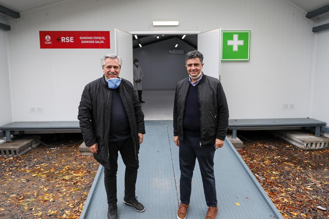Coronavirus: Alberto Fernández visitó junto a Jorge Macri un hospital de campaña en Vicente López