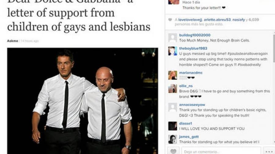 Hijos de parejas gays salieron a defender a Dolce & Gabbana